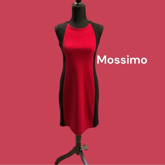 WOMENS SIZE SMALL PETITE RED AND BLACK SLEEVELESS MOSSIMO DRESS GENTLY WORN - Picture 1 of 3